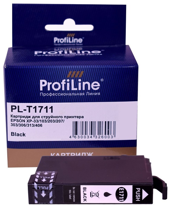 

Картридж ProfiLine PL_T1711_BK струйный для принтеров Epson Expression Home XP-33/XP-103/XP-203/XP-207/XP-303/XP-306/XP-313/XP-323/XP-403/XP-406/XP-41, PL_T1711_BK