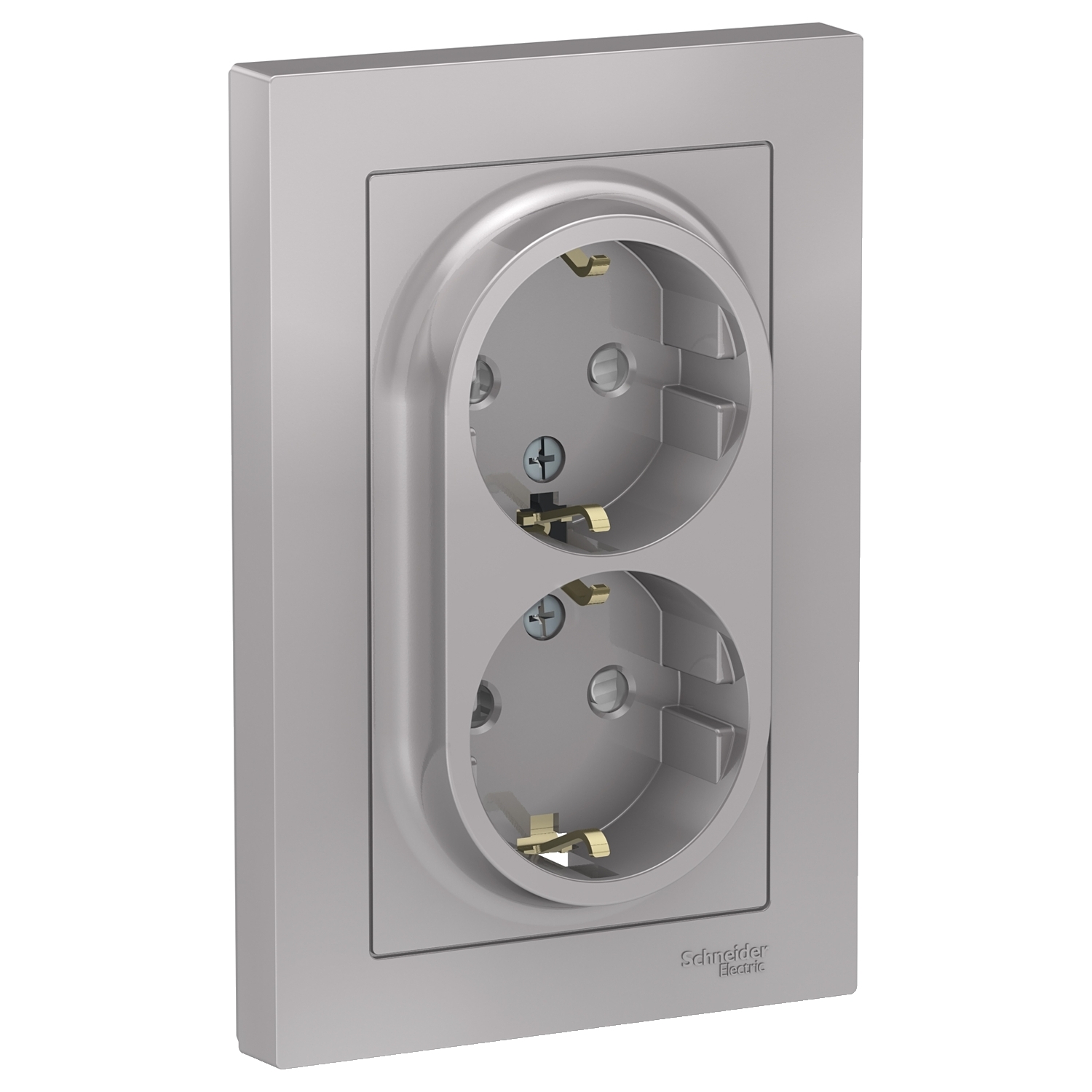 

Розетка Schneider Electric ATN000326 AtlasDesign, двойная, с заземлением, со шторками, 16А, в сборе, алюминий, ATN000326