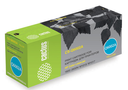 

Картридж Cactus CS-Q6002A для принтеров HP Color LaserJet 1600/2600N/M1015/M1017, желтый, 2500 стр., CS-Q6002A