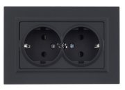 фото Розетка двухместная с заземлением в сборе  IEK BR-R24-16-K53-F