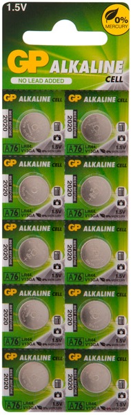 

Батарейка GP LR44 Alkaline (тип A76) 10шт/ блистер, LR44