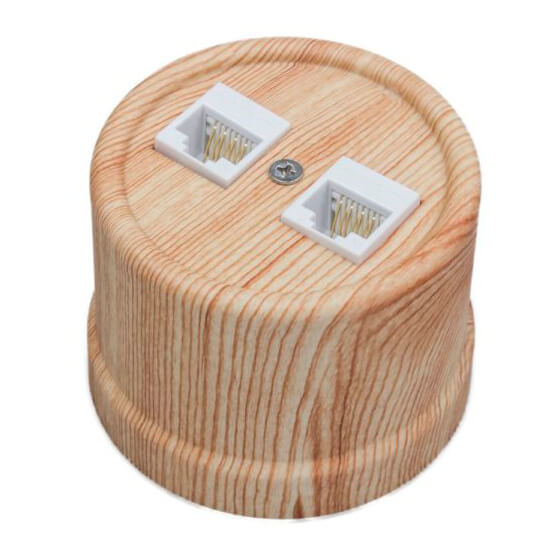 

Розетка Bironi B1-302-13 карельская сосна, RJ45 компьютерная двойная, пластик, B1-302-13