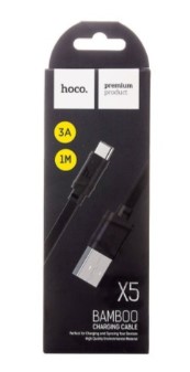 

Кабель Hoco X5 Bamboo 6957531042693 USB - Type-C, 1.0м, плоский, 3.0A, силикон, цвет: чёрный (1/30/300), X5 Bamboo