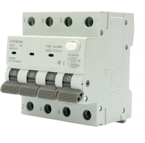фото Автомат дифференциальный Гарнизон RCBO-50-4-40-6-C-30-AC в Смоленске