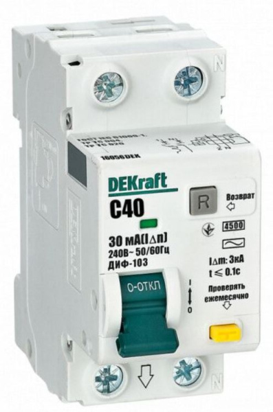 Изображение товара Автоматический выключатель дифференциального тока DEKraft 40А 30мА