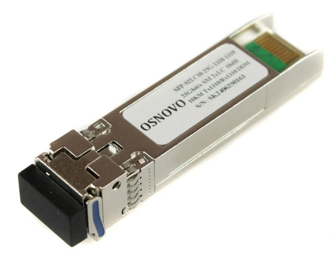 

Модуль SFP OSNOVO SFP-S2LC10-25G-1310-1310 оптический, 25G, два волокна Single Mode. Скорость: 25 Гбит/c. Тип разъема: 2LC. Оптический бюджет: 10дБ. Р, SFP-S2LC10-25G-1310-1310