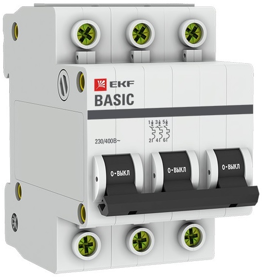 

Автоматический выключатель EKF mcb4729-3-10C модульный 3п C 10А 4.5кА ВА 47-29 Basic, mcb4729-3-10C