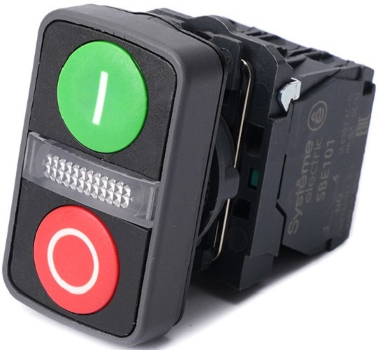 

Кнопка Systeme Electric SB5AW7A3741M5 двойн SB5 в сборе модульная 22мм з "I"+сигн лампа+кр "О" пластик 230ВАС 1НО+1НЗ, SB5AW7A3741M5