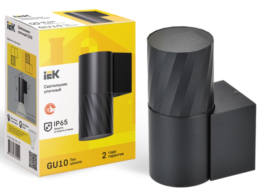 

Светильник уличный IEK LT-UBU0-5220-GU10-1-K02 5220 настенный GU10 IP65 черный, LT-UBU0-5220-GU10-1-K02