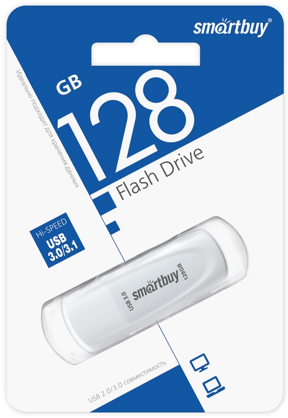 

Накопитель USB 3.0 128GB SmartBuy SB128GB3SCW Scout белый, SB128GB3SCW