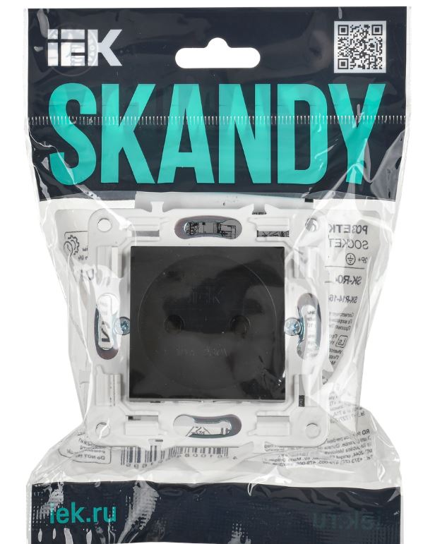 

Розетка без заземления IEK SK-R10-10-K02 SKANDY без защитных шторок 10А SK-R02Bl Черный, SK-R10-10-K02