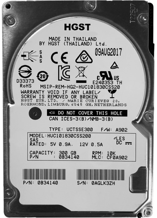 

Жесткий диск 300GB SAS 12Gb/s Western Digital HUC101830CSS200 Ultrastar 2.5'' 10K rpm 128MB, HUC101830CSS200