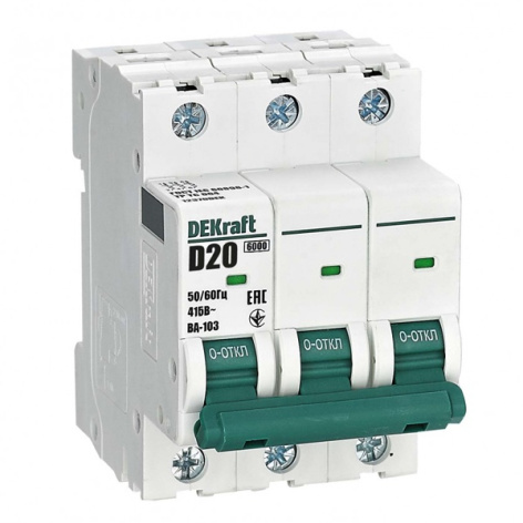 Изображение товара Автоматический выключатель DEKraft 12370DEK для защиты электросетей 20 А IP20