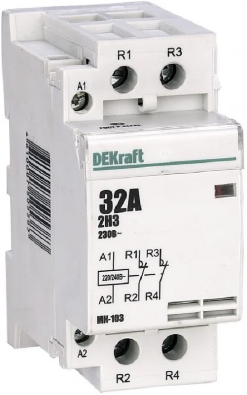 

Контактор модульный DEKraft 18079DEK 1НО+1НЗ 40А 230В МК-103, 18079DEK