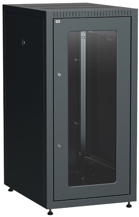 

Шкаф напольный 19", 18U ITK LE05-18U68-GM LINEA E 18U 600х800мм стеклянная передняя дверь, задняя металлическая, черный, LE05-18U68-GM