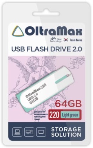 

Накопитель USB 2.0 64GB OltraMax OM-64GB-220-Light Gr 220 светло зелёный, OM-64GB-220-Light Gr