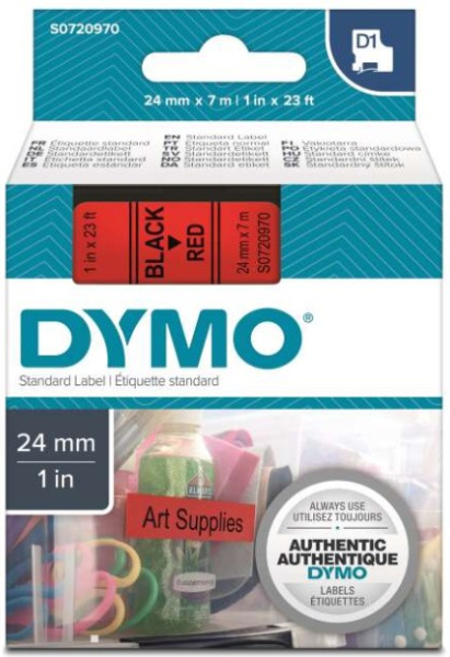 Изображение товара Картридж DYMO S0720970 для ленточных принтеров 7 м красный фон черный шрифт