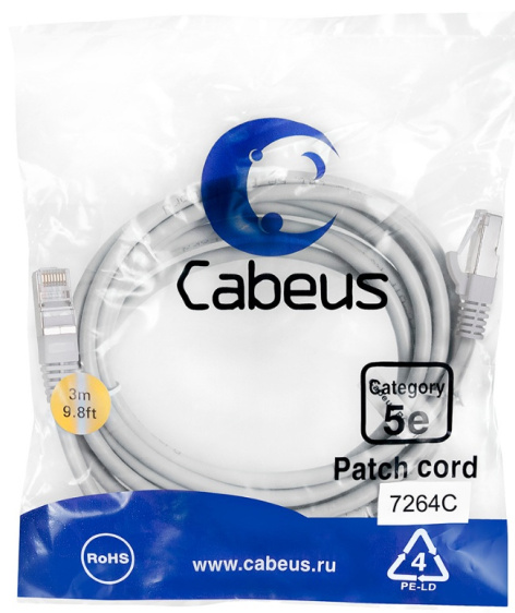 фото Кабель патч-корд F/UTP 5e кат. 3м Cabeus PC-FTP-RJ45-Cat.5e-3m в Санкт-Петербургe