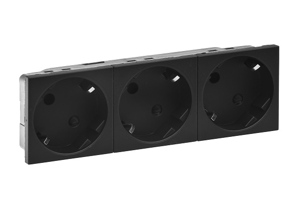 

Розетка Legrand 079373L - Программа Mosaic - 3 х 2К+3 под углом 45°, немецкий стандарт, 6 модулей, матовая черная, 079373L