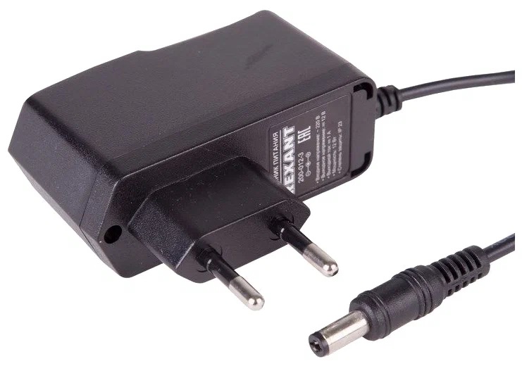 

Источник питания Rexant 200-012-3 110-220V AC/12V DC, 1А, 12W с DC разъемом подключения 5.5*2.1, без влагозащиты (IP23), 200-012-3