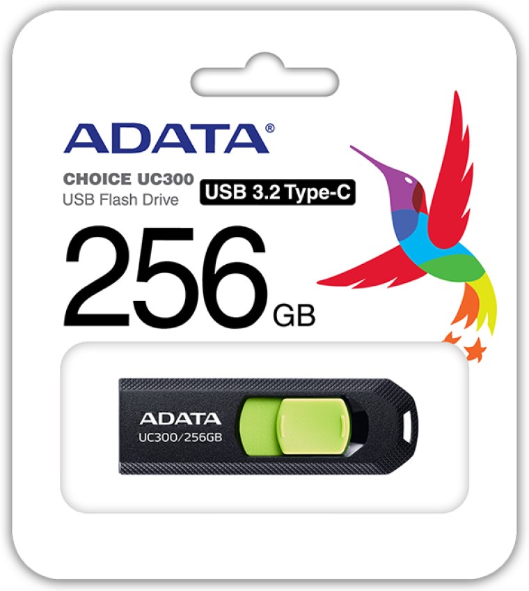 

Накопитель USB 3.2 256GB ADATA UC300 Type-C, черный/зеленый, UC300