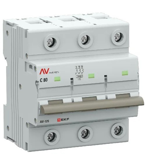 

Автоматический выключатель EKF mcb125-3-80D-av AV-125 3P 80A (D) 10kA AVERES, mcb125-3-80D-av