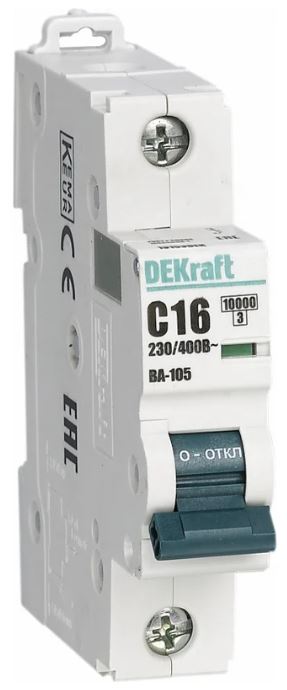 

Автоматический выключатель DEKraft 13196DEK 1P 1A х-ка D ВА-105 10кА, 13196DEK