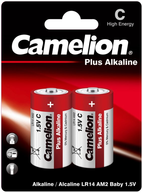 

Батарейка Camelion LR14-BP2 Alkaline LR14, 1,5 В, 8000 мА.ч, 2 шт в упаковке, LR14-BP2