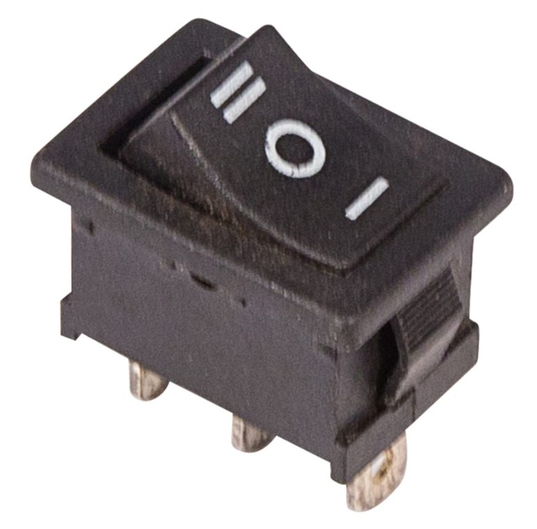 

Переключатель Rexant 36-2145 клавишный 250V 6А (3с) ON-OFF-ON черный с нейтралью Mini (RWB-205, SC-768), 36-2145