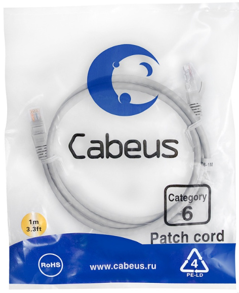 фото Кабель патч-корд U/UTP 6 кат. 1м Cabeus PC-UTP-RJ45-Cat.6-1m в Санкт-Петербургe