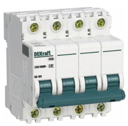 Изображение товара Автоматический выключатель DEKraft 11133DEK 4-полюсный для защиты электросетей