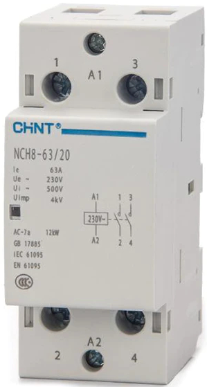 

Контактор модульный CHINT 256093 NCH8-63/20, 63А, 2НО, AC, 220/230в 50Гц (R), 256093