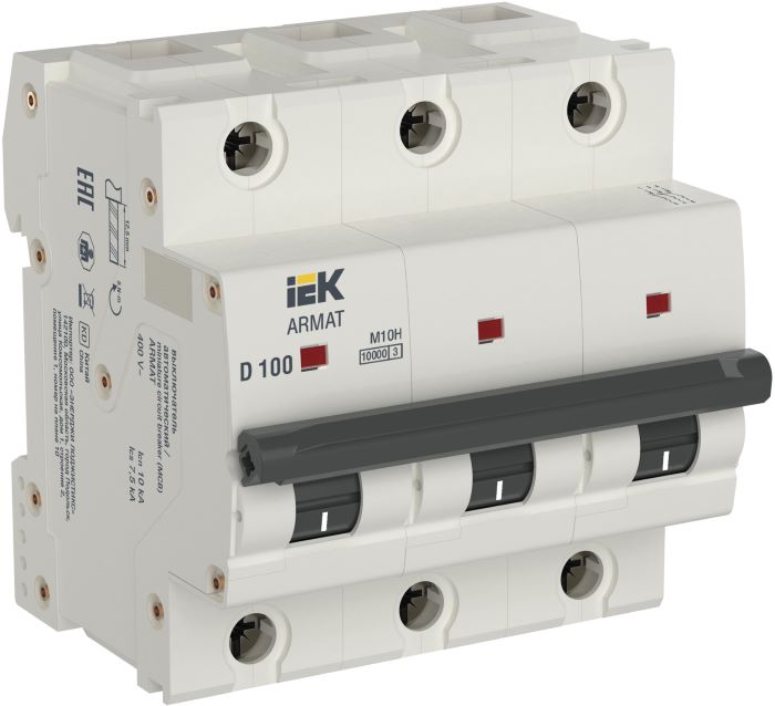 

Автоматический выключатель IEK AR-M10H-3-D100 ARMAT M10H 3P D 100A 10kA, AR-M10H-3-D100
