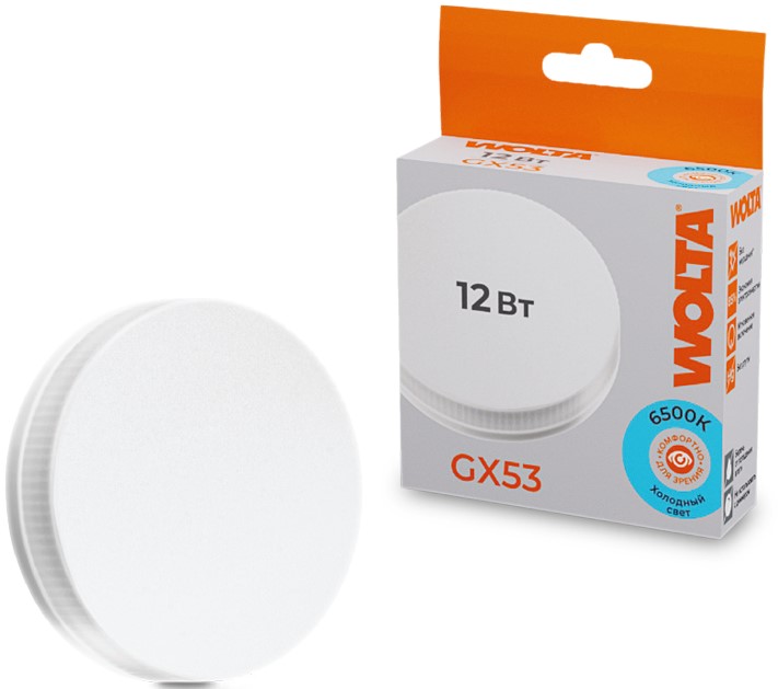 

Лампа светодиодная WOLTA 25W75R12GX53 12Вт 6500K GX53, 25W75R12GX53