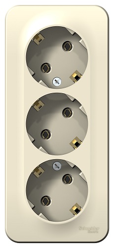 

Розетка Schneider Electric BLNRA010312 3-я с/з без шторок изолир. пластина 16А, 250В Молочная наруж, BLNRA010312