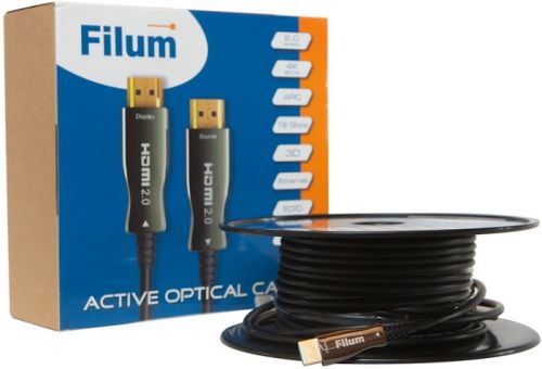 

Кабель интерфейсный HDMI Filum FL-AOC-HDMI2.0-20M активный, оптический, 20 м, 4K/60HZ, v.2.0, ARC, 19M/19M, черный, коробка, FL-AOC-HDMI2.0-20M