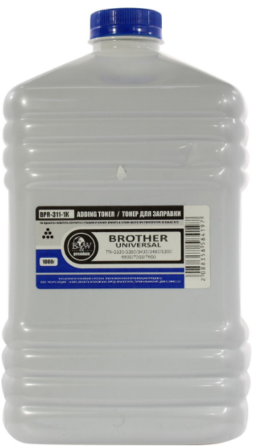 

Тонер B&W (Black&White) BPR-311-1K для Brother Universal (TN-3330/3380/3430/3480/6300/6600/7300/7600) (кан. 1кг) Premium Tomoegawa фас.Россия, BPR-311-1K