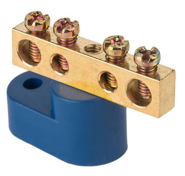 

Шина EKF sn0-63-04-1 "0" N (6x9мм) 4 отв. латунь синий угловой изолятор, sn0-63-04-1