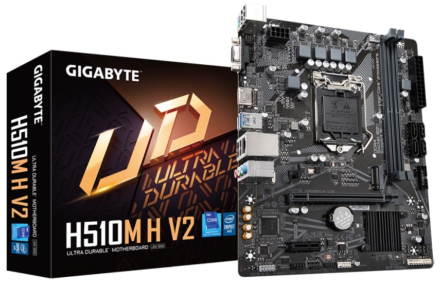 

Материнская плата mATX GIGABYTE H510M H V2 (LGA1200, H470, 2*DDR$ (3200), 4*SATA 6G RAID, M.2, 2*PCIE, Glan, HDMI, D-Sub, 2*USB 3.2, 4*USB 2.0), H510M H V2