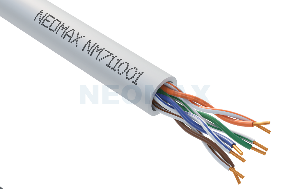 

Кабель витая пара U/UTP 5e кат. 4 пары Neomax NM711001 24AWG(0.46 мм), медь, одножильный (solid), внутренний, PVC, серый, уп/305м, NM711001