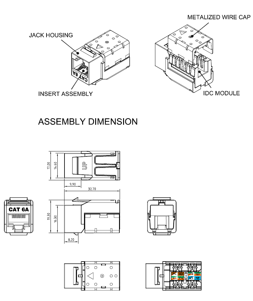 

Вставка Hyperline KJNE-8P8C-C6-90-WH Keystone Jack RJ-45(8P8C), категория 6, 110 IDC, заделка с помощью NE-TOOL, белая, KJNE-8P8C-C6-90-WH