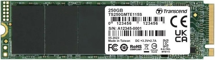 

Накопитель SSD M.2 2280 Transcend TS250GMTE115S MTE115S 250GB PCIe 3.0 x4 NVMe 3D TLC 3200/1300MB/s IOPS 250K/170K TBW 100 DWPD 0.2, TS250GMTE115S