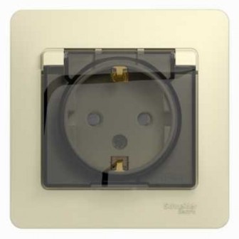 

Розетка Schneider Electric GSL000248 с заземлением со шторками с крышкой, IP44 (в сборе с рамкой), GSL000248