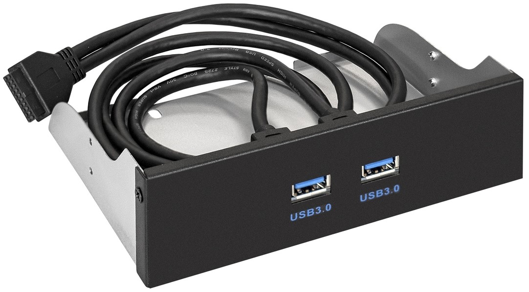 

Планка Exegate U5H-615 EX289289RUS USB на переднюю панель, 5,25", 2*USB3.0, черная, металл, подсоед. к MB, U5H-615