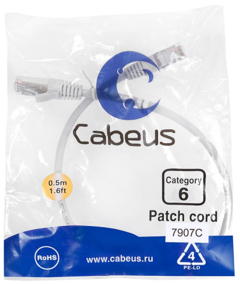 фото Кабель патч-корд F/UTP 6 кат. 0.5м Cabeus PC-FTP-RJ45-Cat.6-0.5m-LSZH в Воронеже