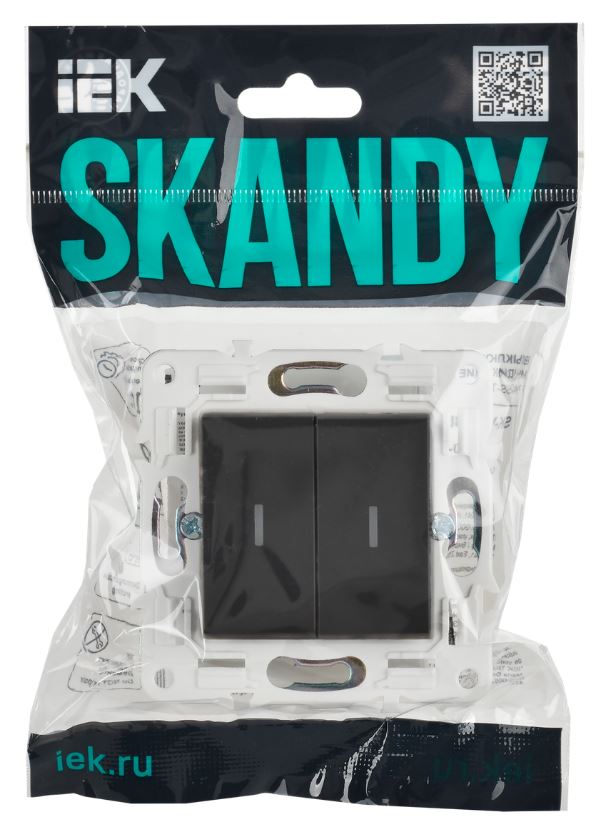 

Выключатель двухклавишный с подсветкой IEK SK-V20-1-10-K53 SKANDY 10А SK-V09G графит, SK-V20-1-10-K53