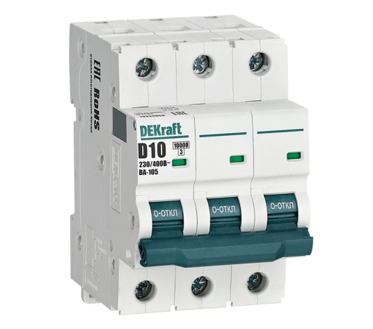 Изображение товара Автоматический выключатель DEKraft 13224DEK 3 полюса 10А IP20