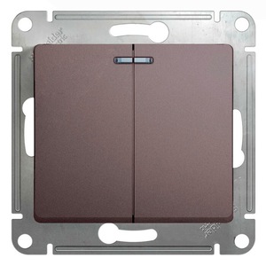 

Выключатель Schneider Electric GSL001253 Glossa 2-клавишный с подсветкой сх.5а (платина), GSL001253