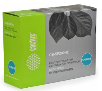 

Тонер-картридж Cactus CS-SP200HE черный для Ricoh SP 202SN/200N/203SFN (2600стр.), CS-SP200HE