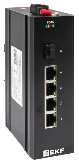 

Коммутатор промышленный неуправляемый EKF TSX-U-1GX/SFP-4GTP U-1GX/SFP-4GTP 1 порт 1000Base-X SFP 4 порта 10/100/1000Base-T(X) RJ45 c PoE монтаж на DI, TSX-U-1GX/SFP-4GTP